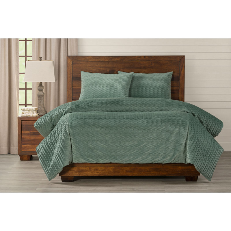 Smithsonian Pleated Velvet Seafoam Green Duvet Cover Set Wayfair